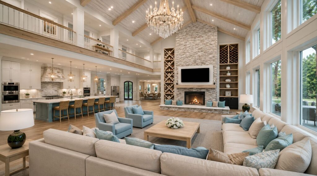 Spacious modern open-plan living area